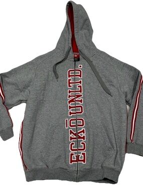 Ecko Unltd Y2K Dark Gray Graphic Rhino Streetwear Full Zip Hooded Jacket Mens XL